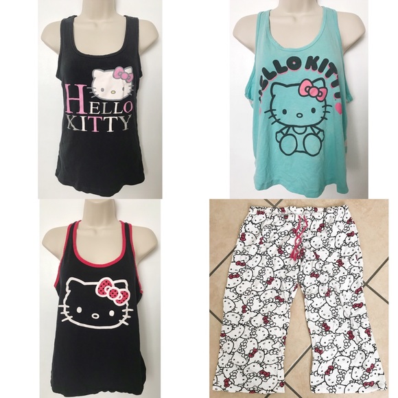 Hello Kitty Tops - Hello Kitty Bundle 3 Tank Tops and PJ Pants Set
